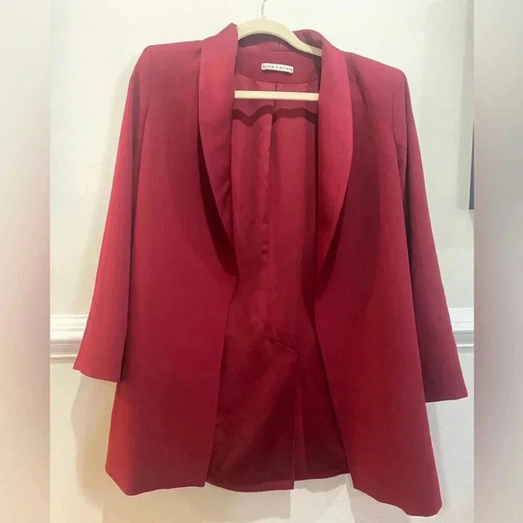 Alice + Olivia Red Satin Jacket Blazer Size M - Picture 3 of 15